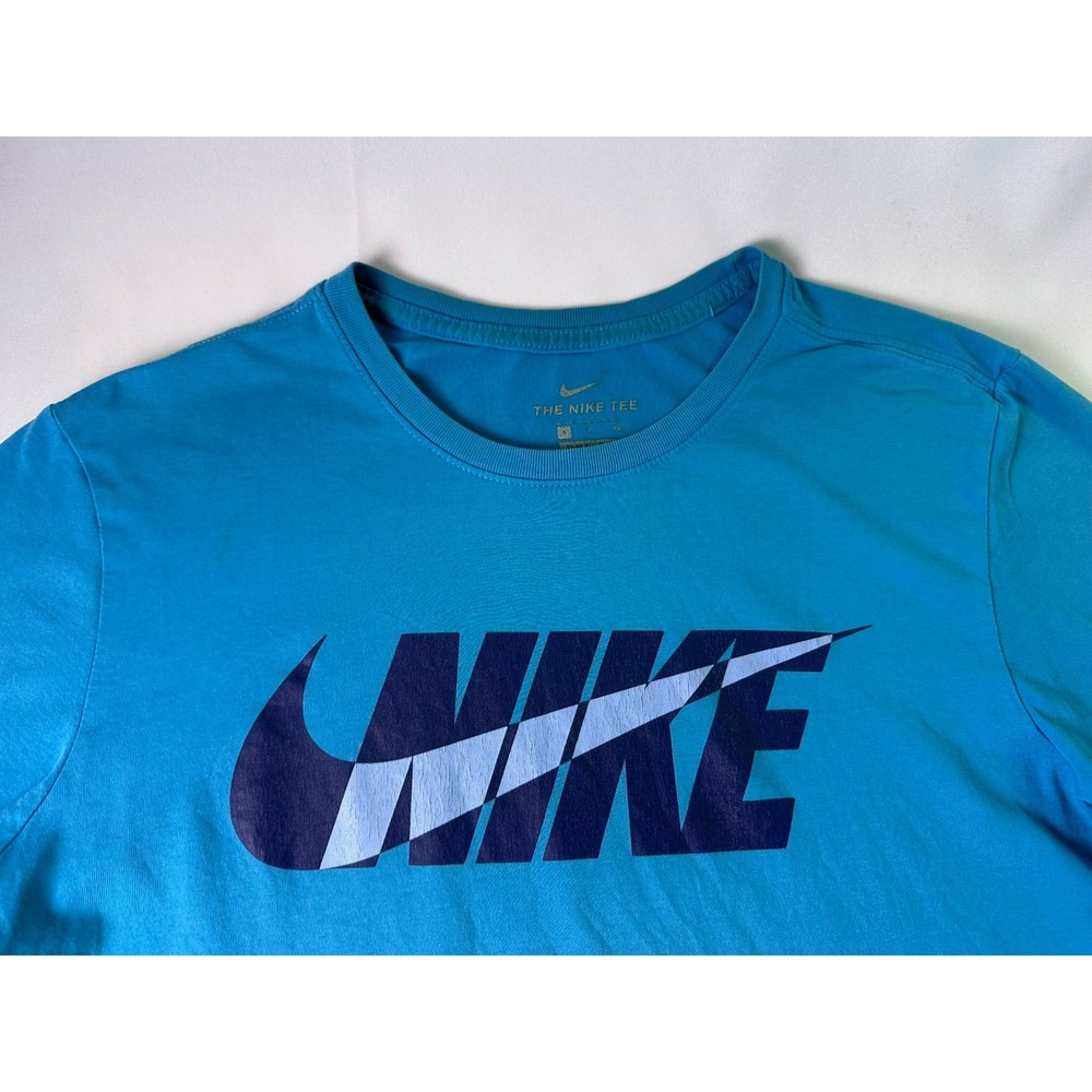 Nike The Nike Tee Dri-FIT Shirt Blue Big‎ Swoosh Graphic Men's Size Small S